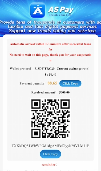 Step 3: Open your USDT virtual wallet to transfer money using this QR code